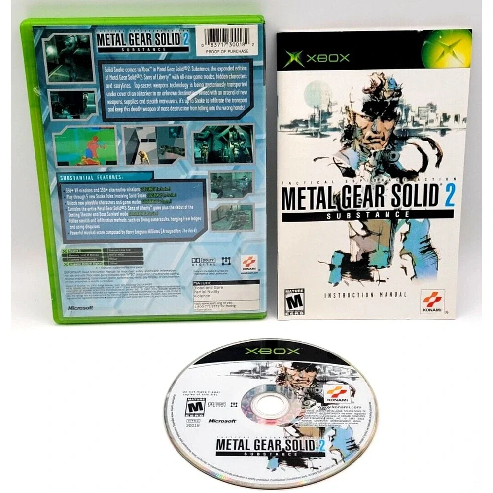 METAL GEAR SOLID 2‎ SUBSTANCE XBOX GAME CIB COMPLETE IN BOX KONAMI